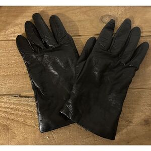 Fownes Women’s Size 7 Leather Gloves Black 100% Cashmere Lining 9522